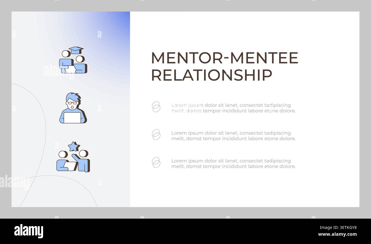 Mentor mentee relationship presentation slide template Stock Vector