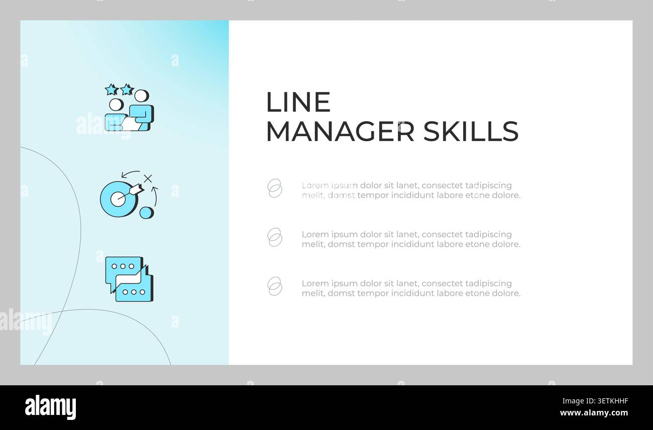 Line manager skills presentation slide template Stock Vector