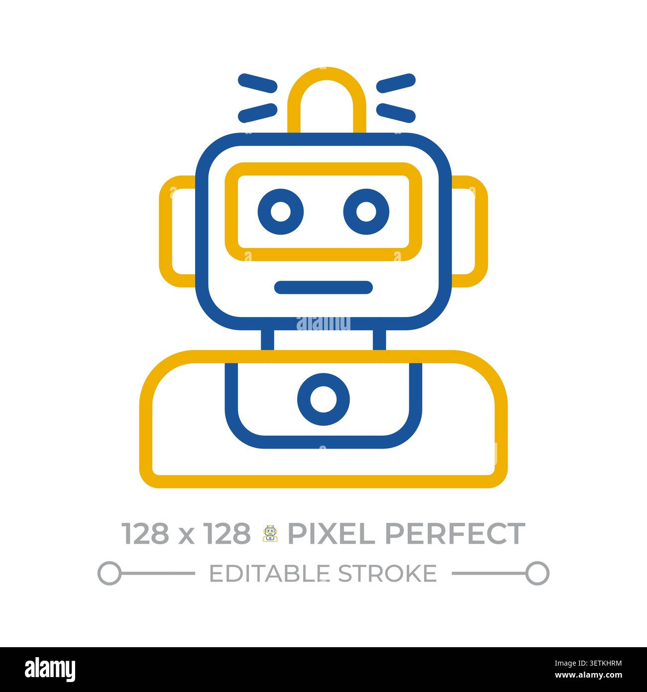 Robotics pixel perfect two color line icon Stock Vector