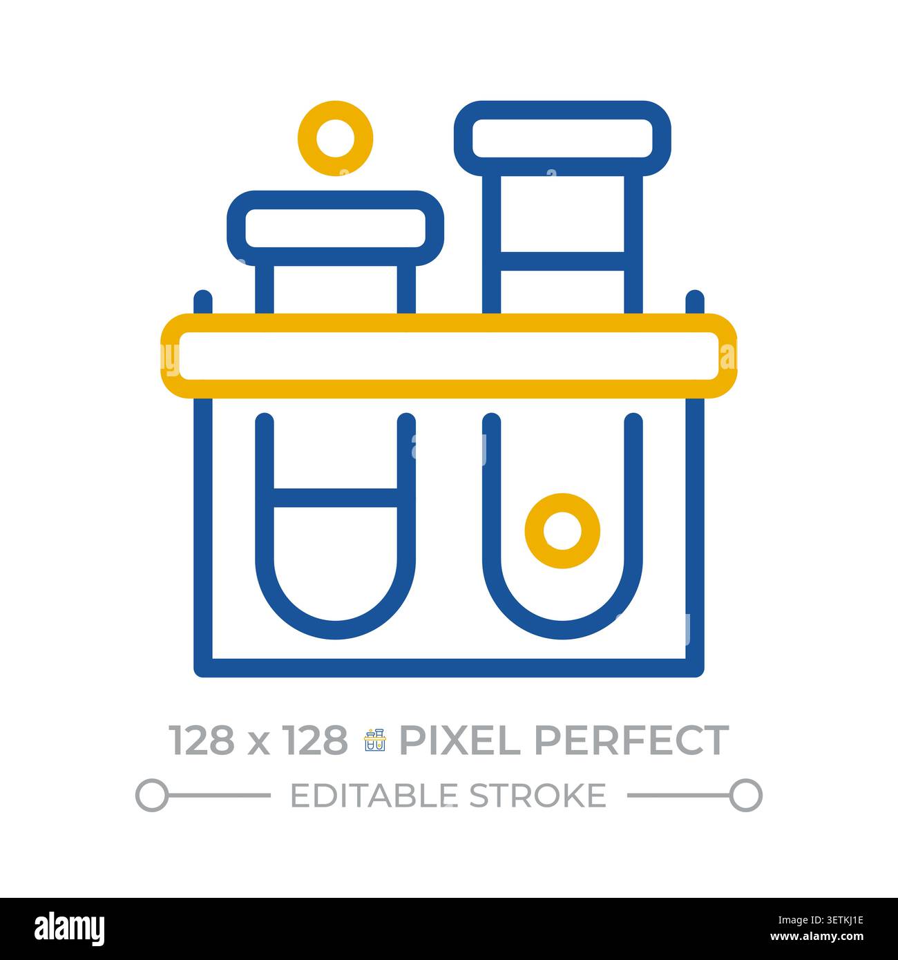 Test tubes on rack pixel perfect two color line icon Stock Vector