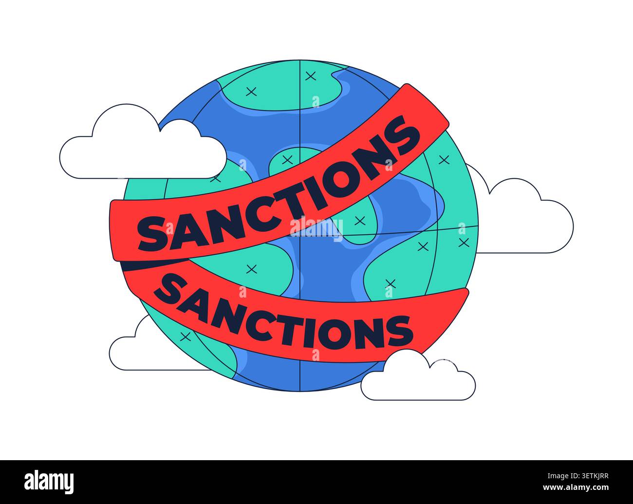 Global sanctions 2D illustration concept Stock Vector