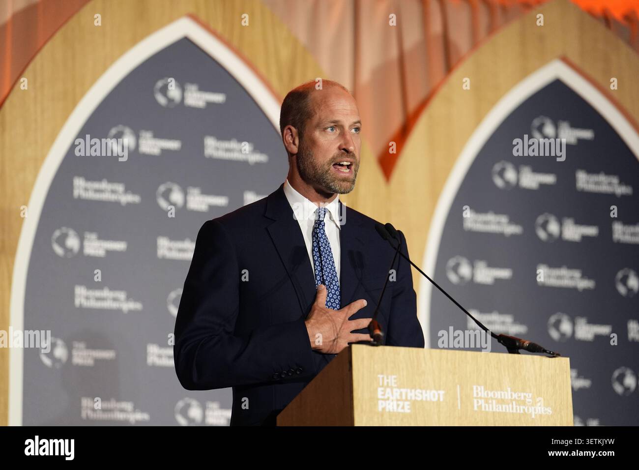 The Prince of Wales speaks at the Earthshot Prize Impact Assembly at the Guildhall in central London, during London Climate Action Week. Picture date: Tuesday June 23, 2026. Stock Photo