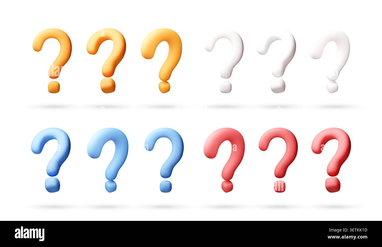 Set of colorful 3D question marks Stock Vector