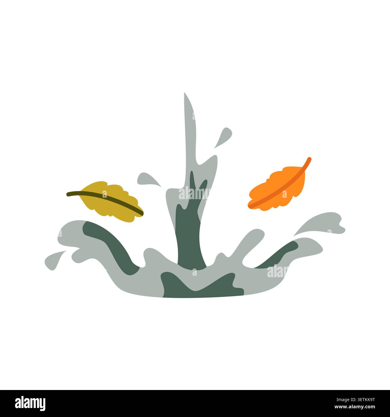 Autumn Water Splash Vector Illustration Flat  Stock Vector