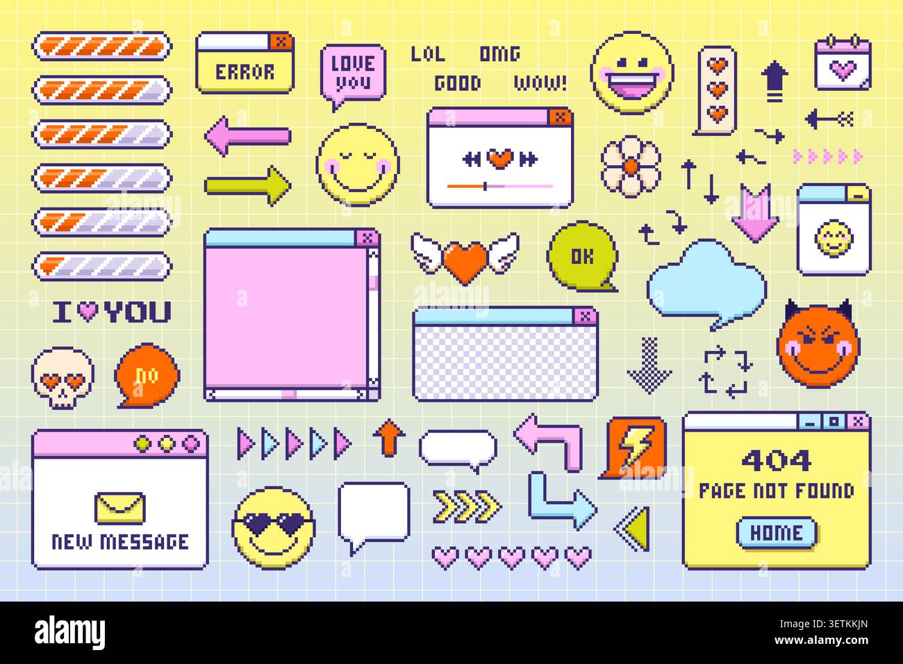 Retro bit game ui element hi-res stock photography and images - Alamy