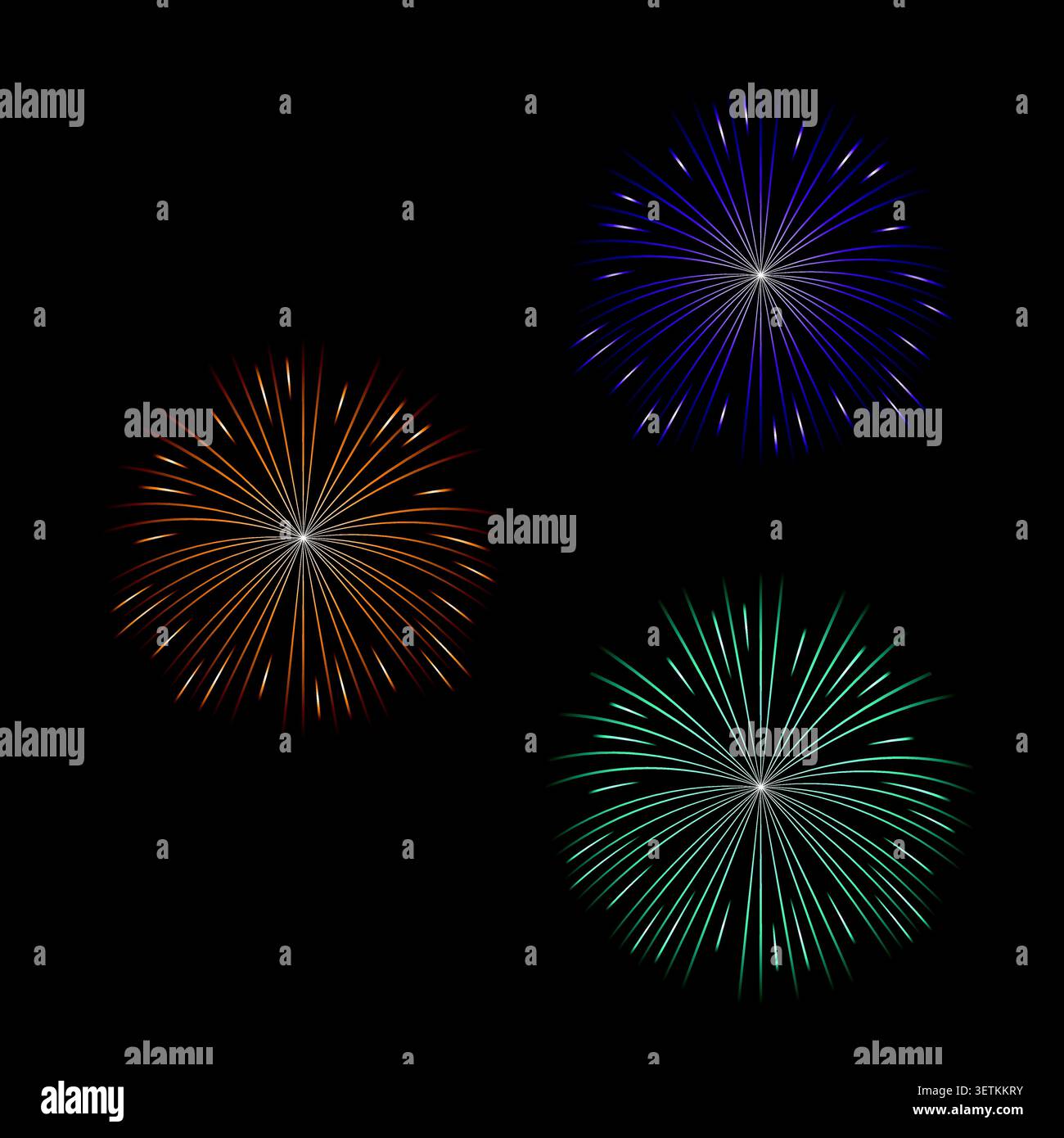 Fireworks Vector on Black Background. Stock Vector