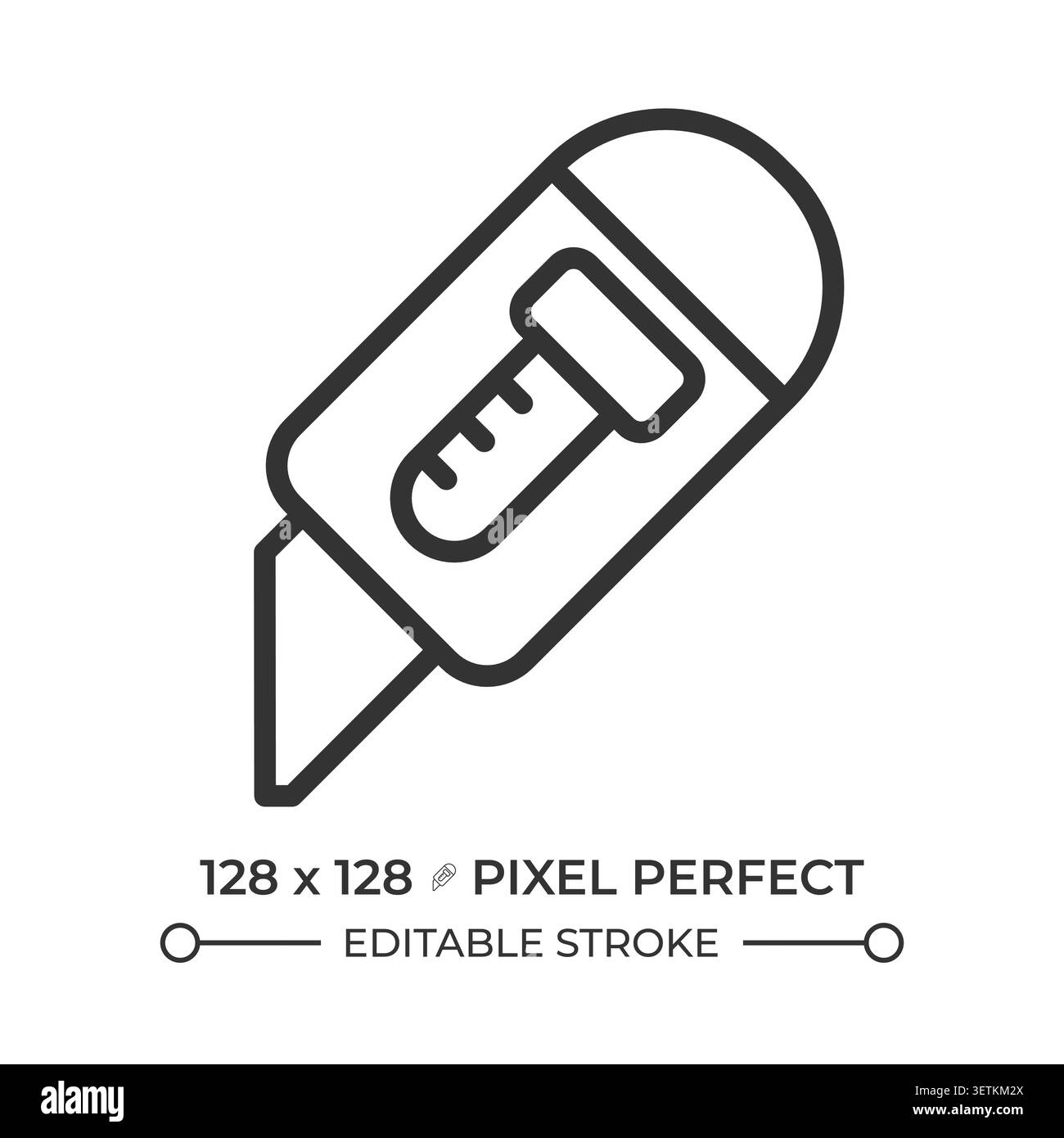Utility knife pixel perfect line icon Stock Vector