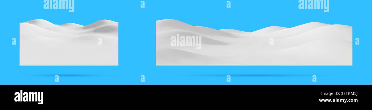 3D White wavy abstract terrain isolated Stock Vector