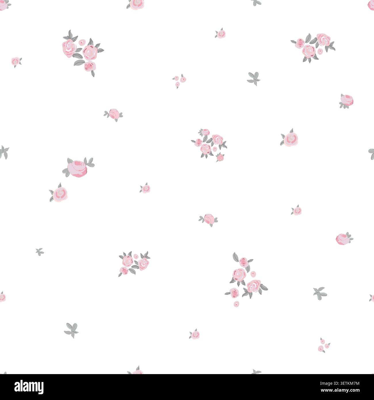 Light pink roses ditsy seamless fabric design pattern Stock Vector