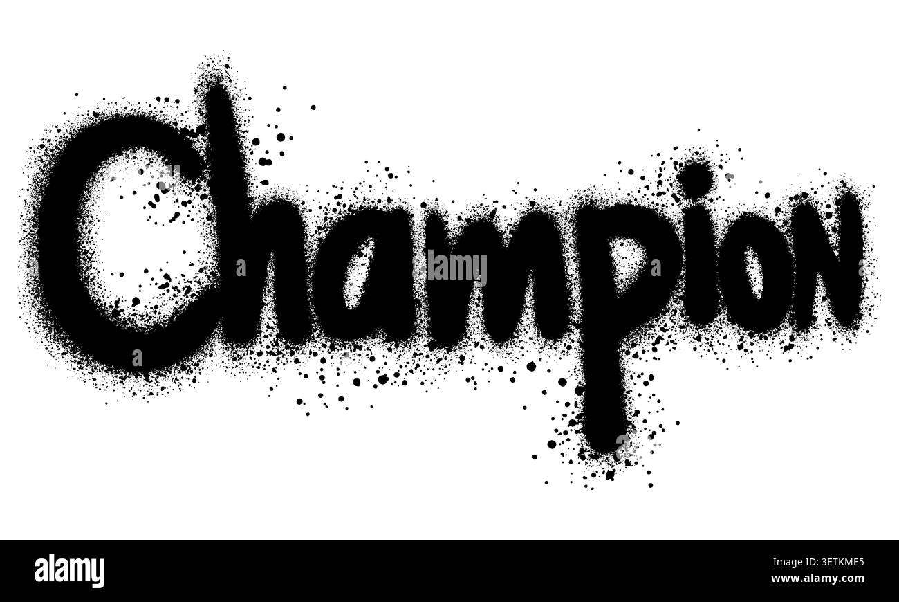 graffiti Champion text sprayed in black over white. Stock Vector