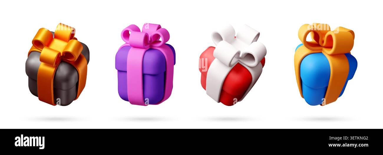 Colorful 3d gift box collection. Stock Vector