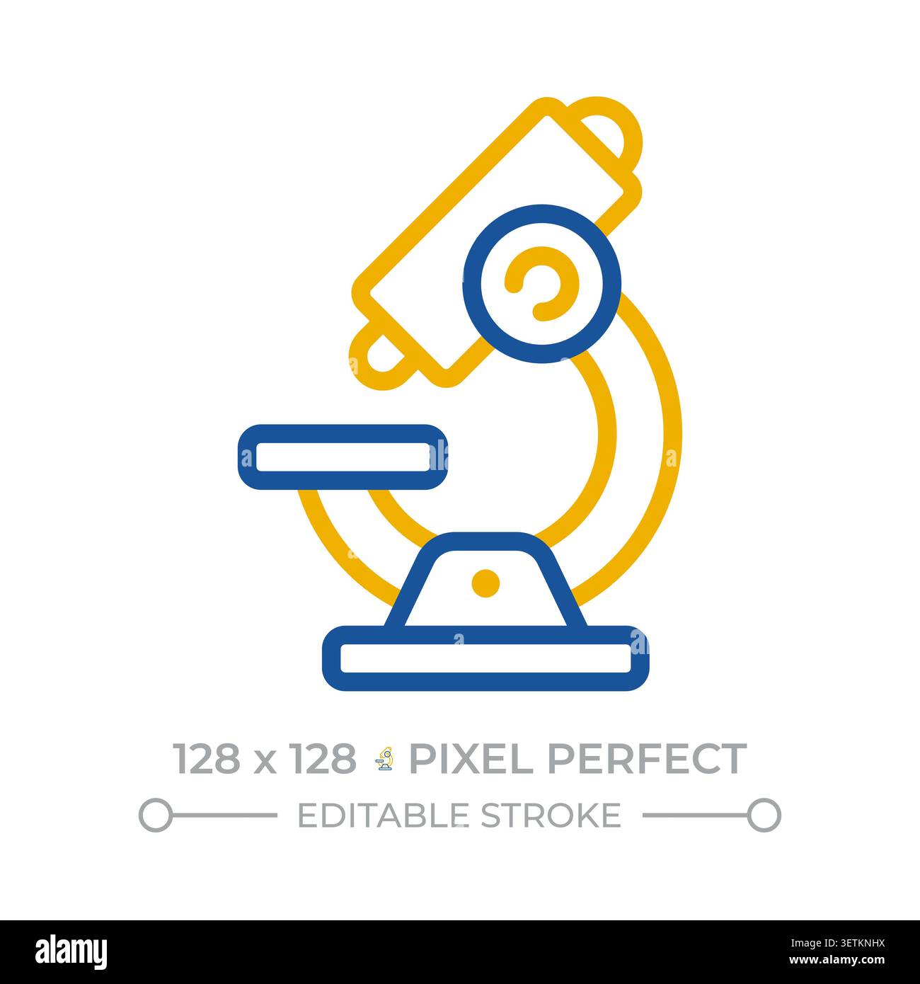 Microscope pixel perfect two color line icon Stock Vector