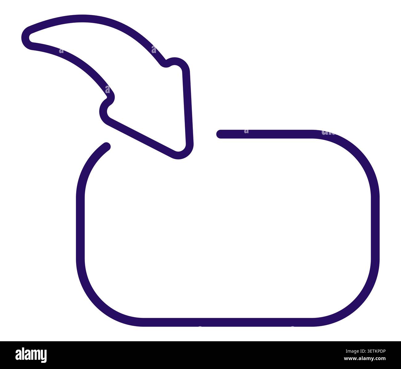 Curved arrow enter icon rounded rectangle purple outline. Stock Vector