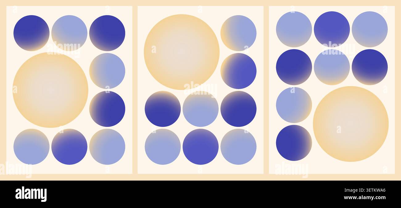 Abstract Poster with Circle Pattern and One Luminous Orb, Smooth Gradient Geometric Composition Stock Vector