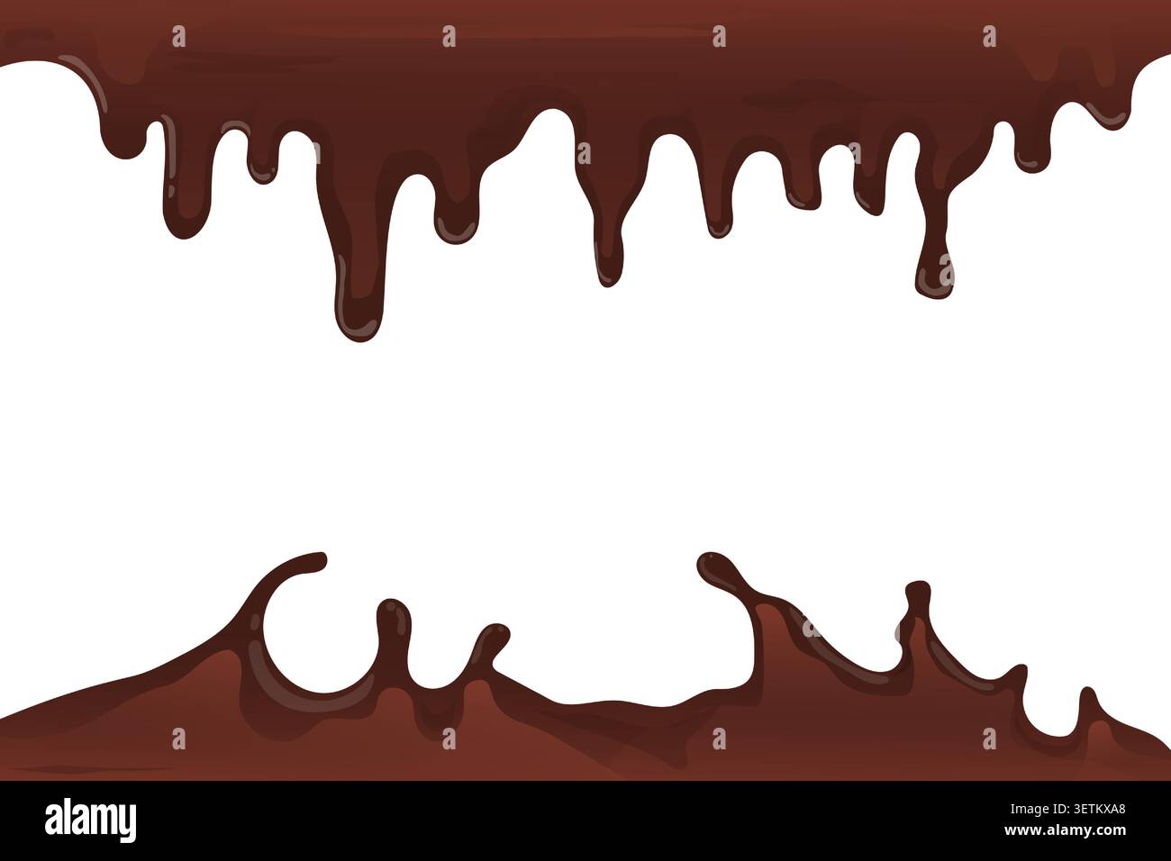Melted chocolate frame with dripping borders and sweet liquid splashes Stock Vector