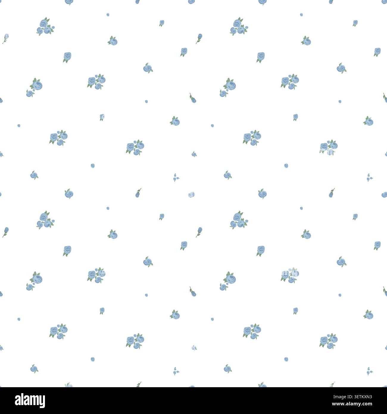 Blue roses ditsy small scale pattern Stock Vector