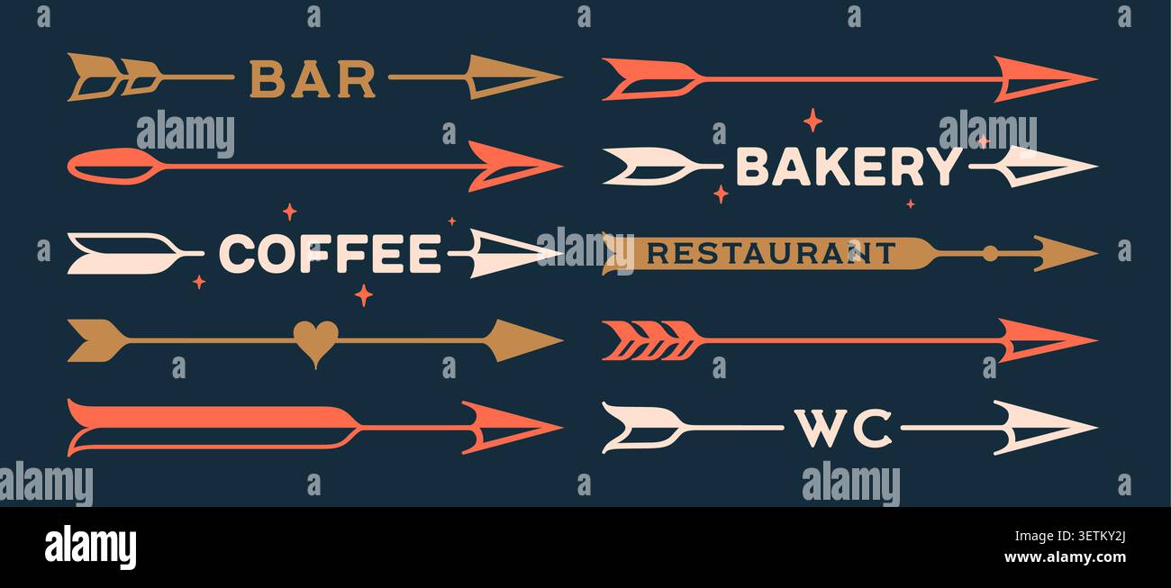Wayfinding arrows. Directional signs collection Stock Vector