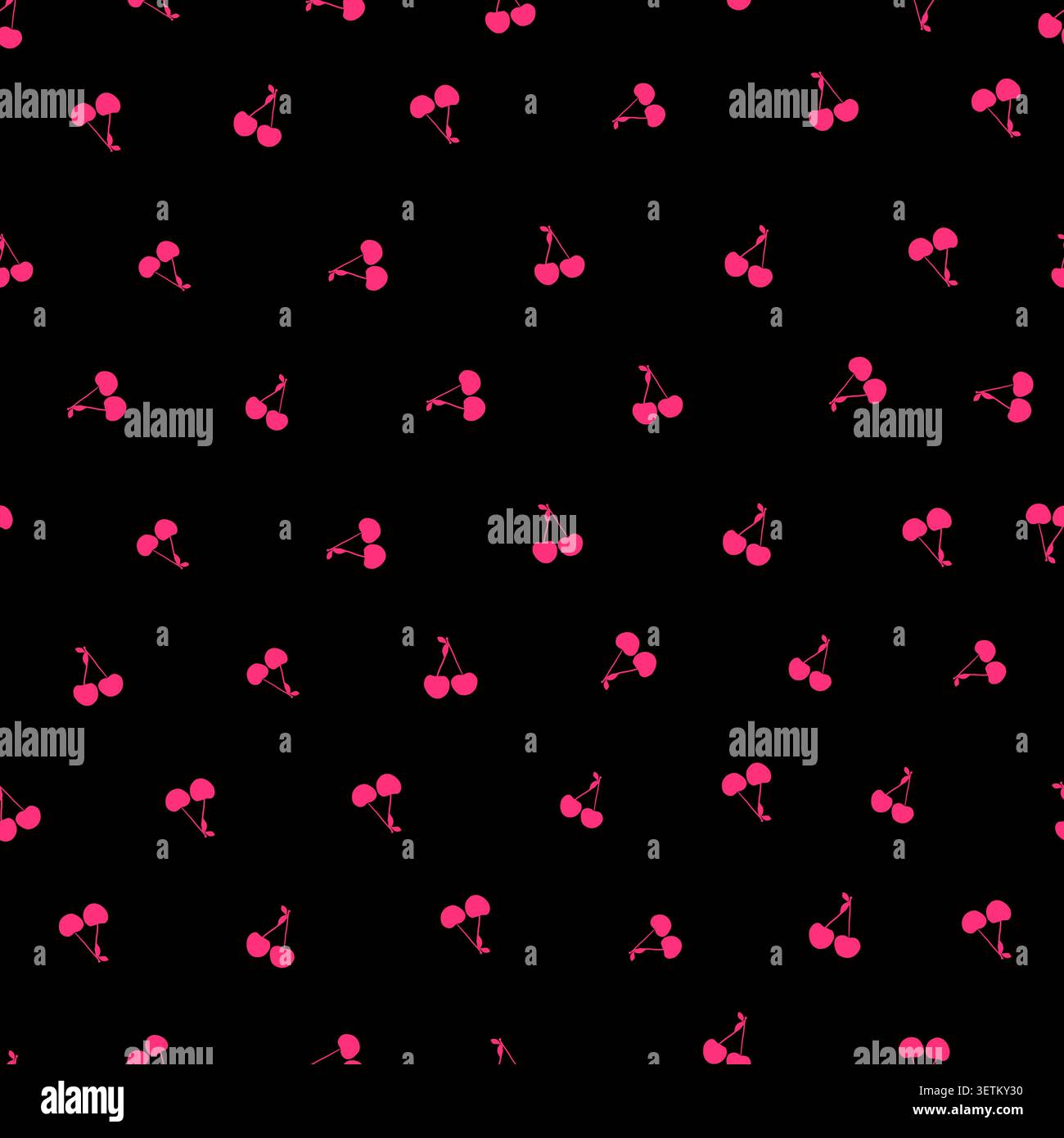 Cherries with black background seamless fabric design pattern Stock Vector