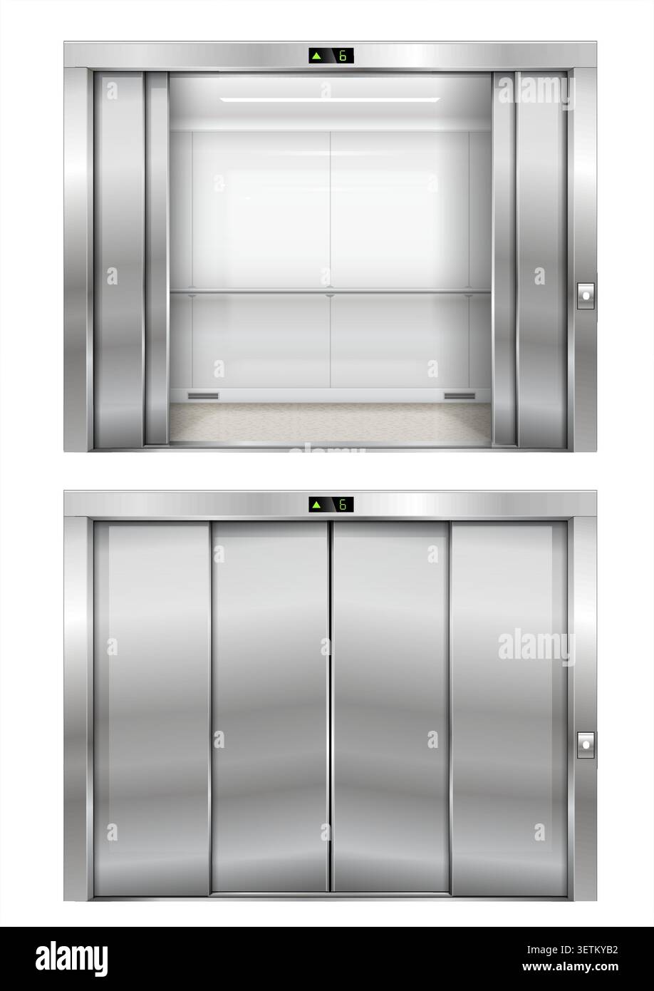 Elevator portal with steel frame. Stock Vector