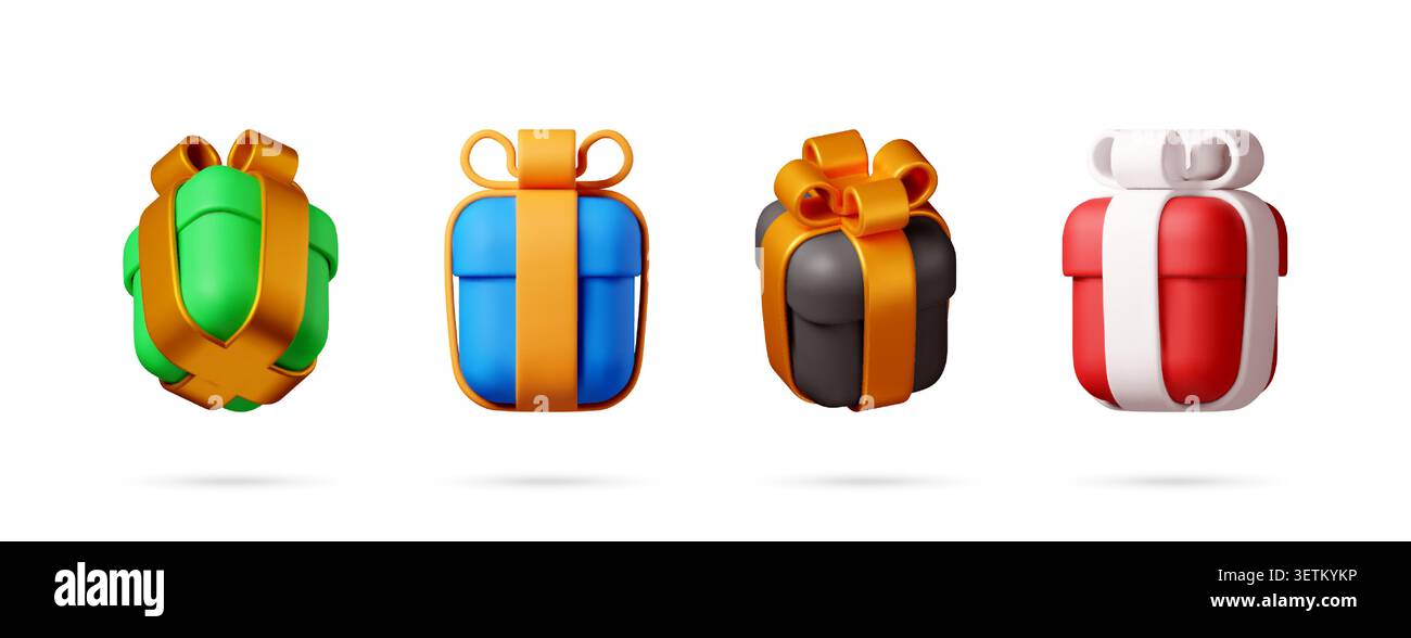 Set of 3d gift box collection Stock Vector