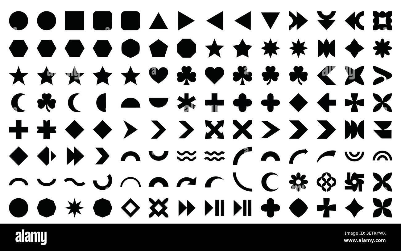 Abstract Basic Shapes Vector Collection – Minimal Geometric Design Elements Pack Stock Vector