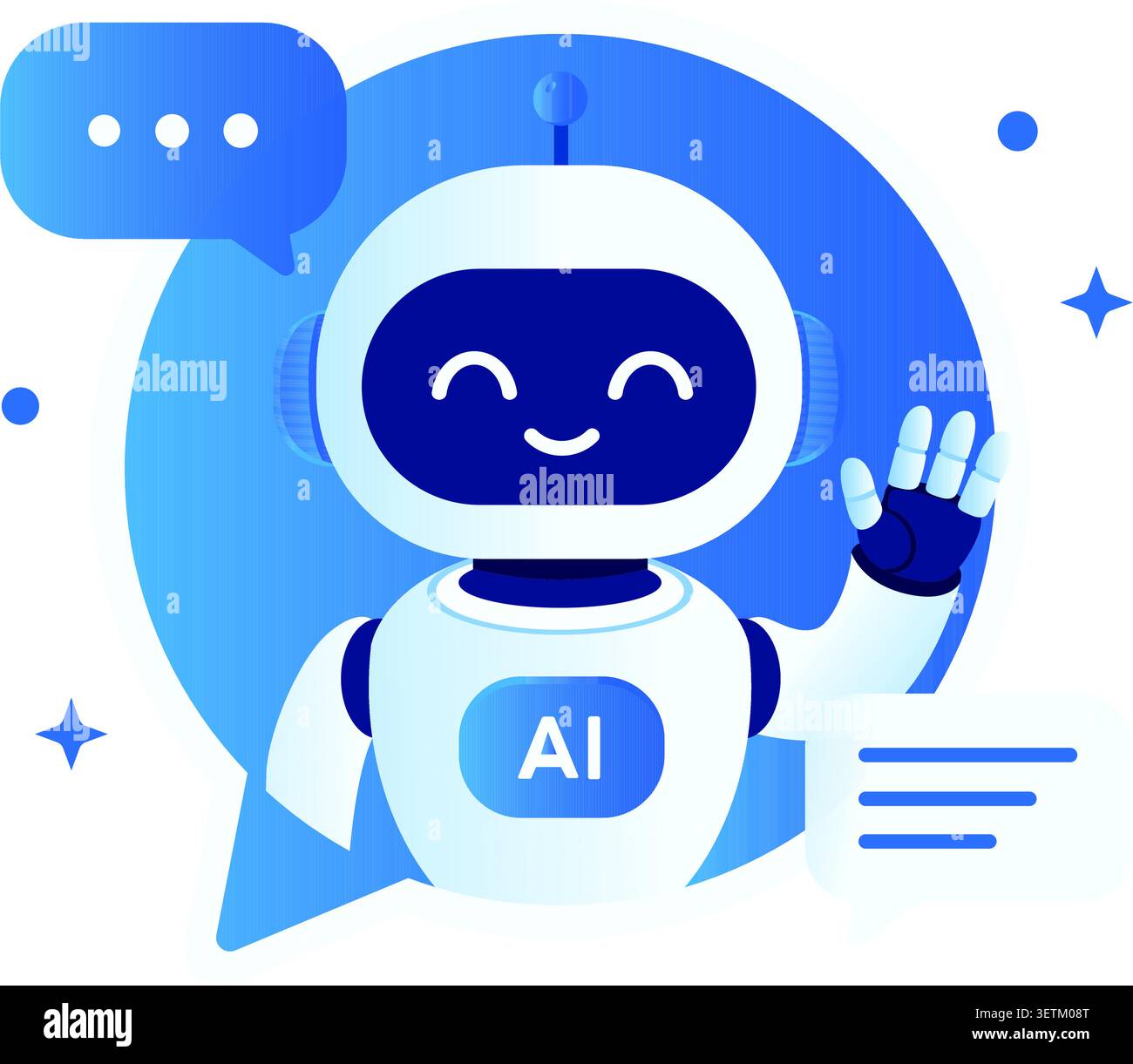 AI Chatbot Assistant Minimal Vector Illustration Stock Vector