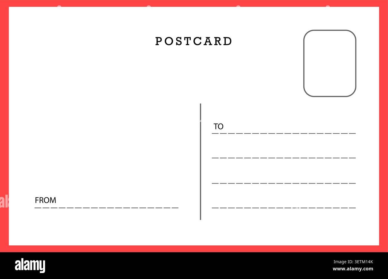 Vintage and modern postcard blank template. Vector correspondence paper mail postcard template. Mockup empty letter back side.  Stock Vector