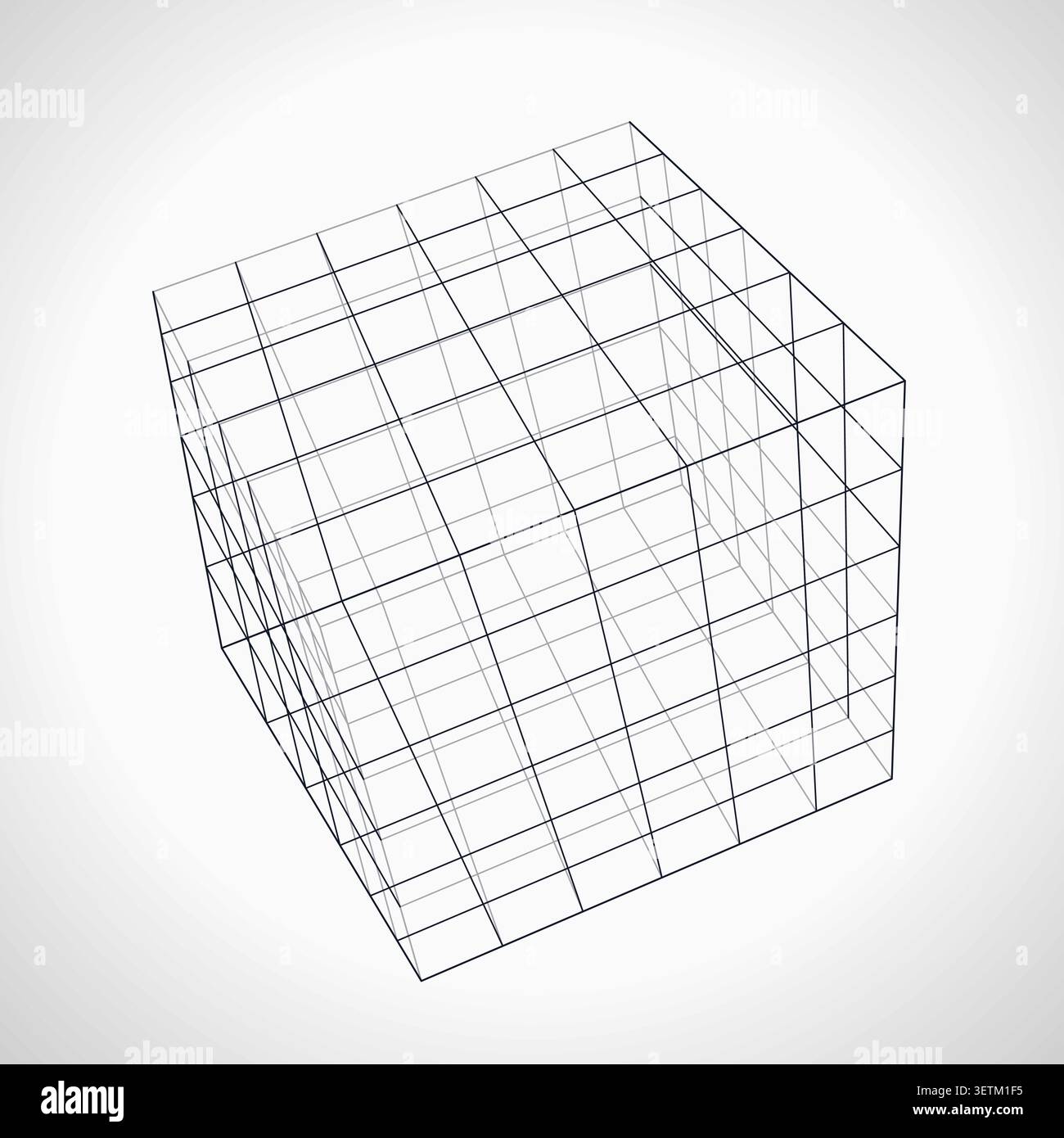 Decorative wire cube illustration for creative templates, creative layouts, and modern visual branding. Stock Vector