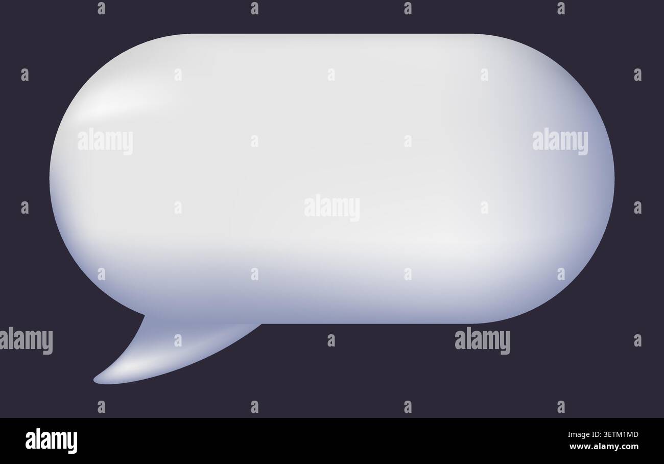 Glossy speech bubble dialog balloon white on dark background. Stock Vector