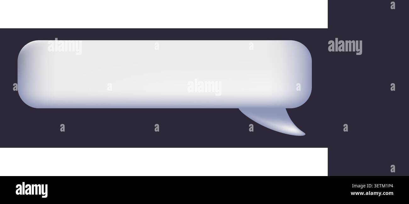 Rounded glossy white speech bubble on dark background. Stock Vector