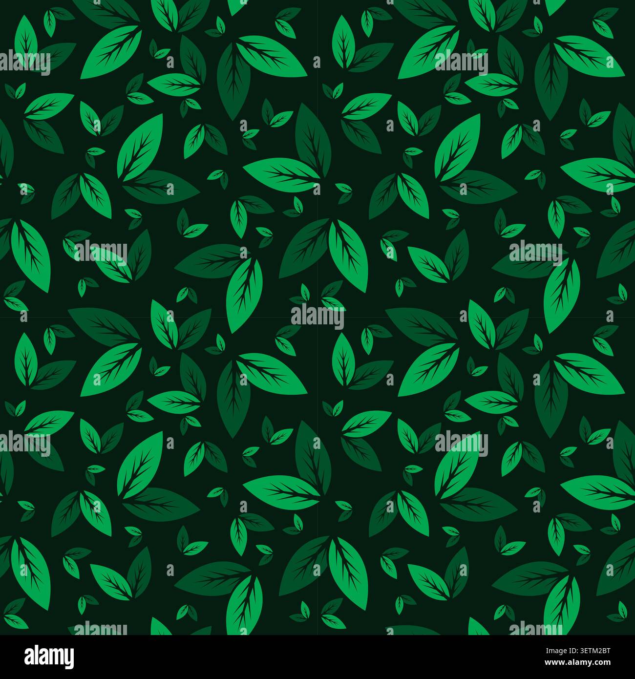 Green Leaf Seamless Pattern Design. Leaves Background Stock Vector