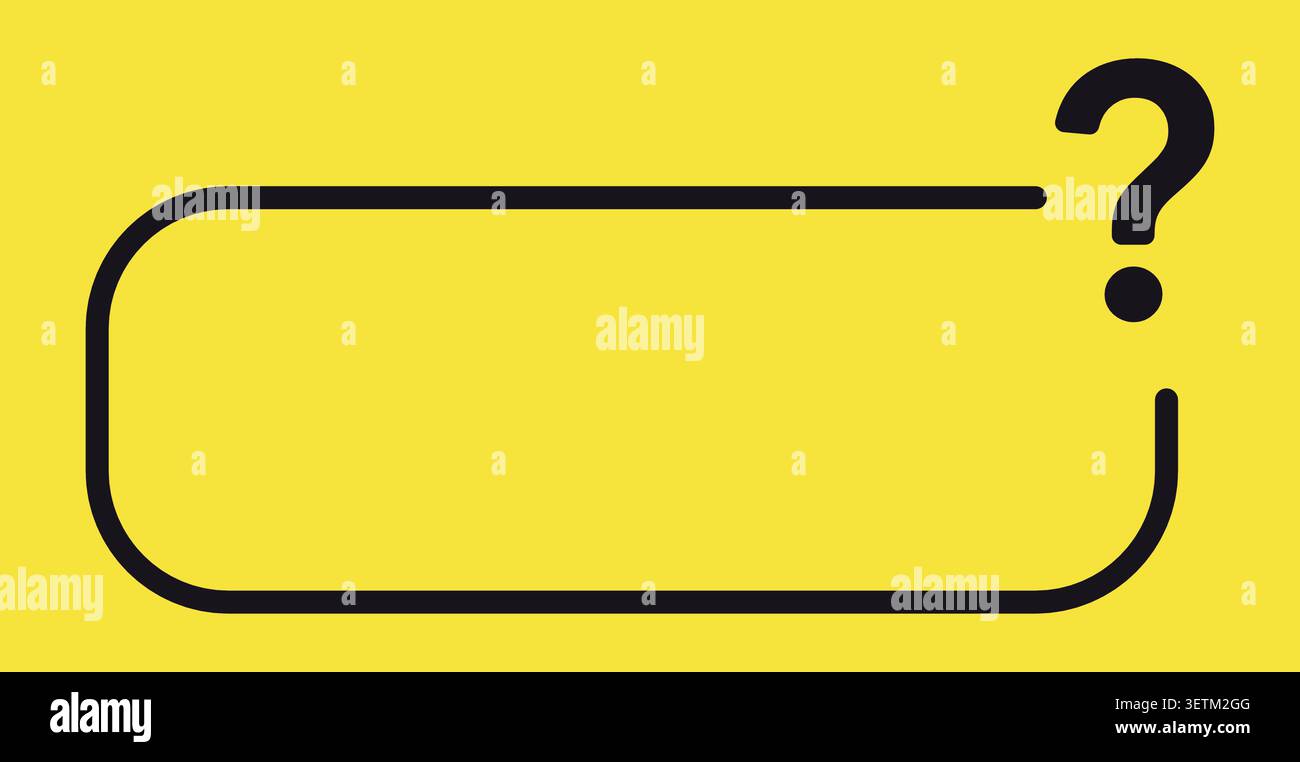 Rounded rectangular speech bubble outline with question mark, yellow. Stock Vector