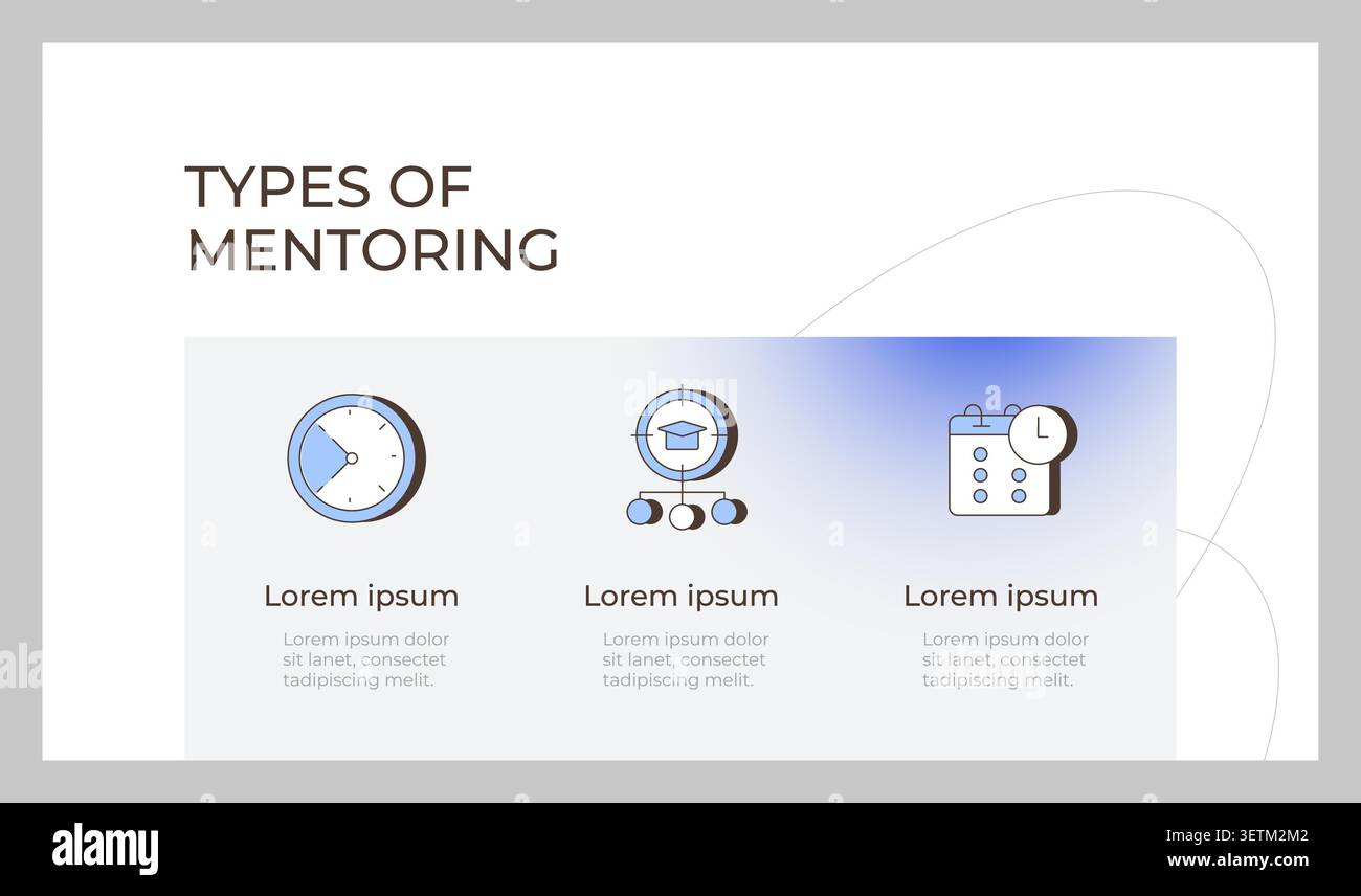 Types of mentoring presentation slide template Stock Vector