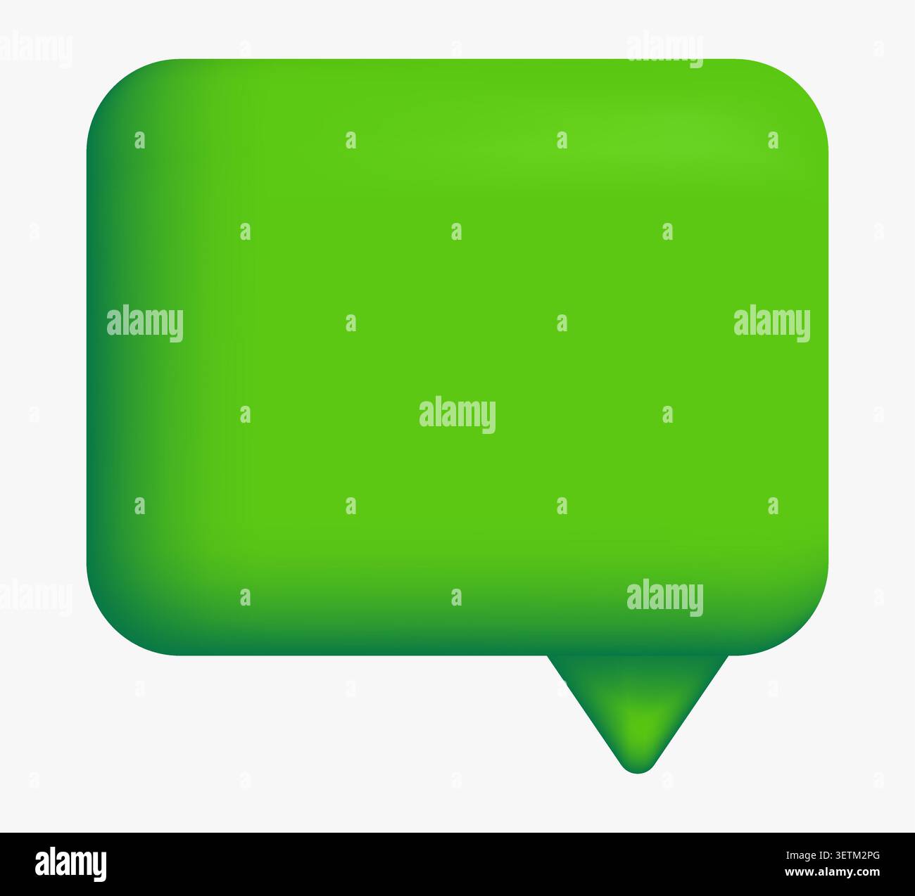 Green rounded speech bubble flat glossy square pointer. Stock Vector