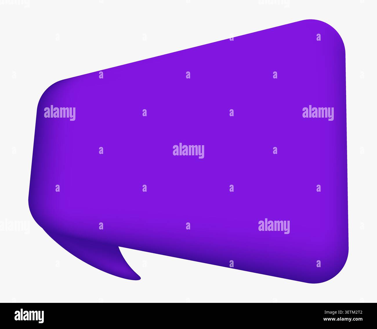 Purple rounded speech bubble 3d flat design purple graphic. Stock Vector