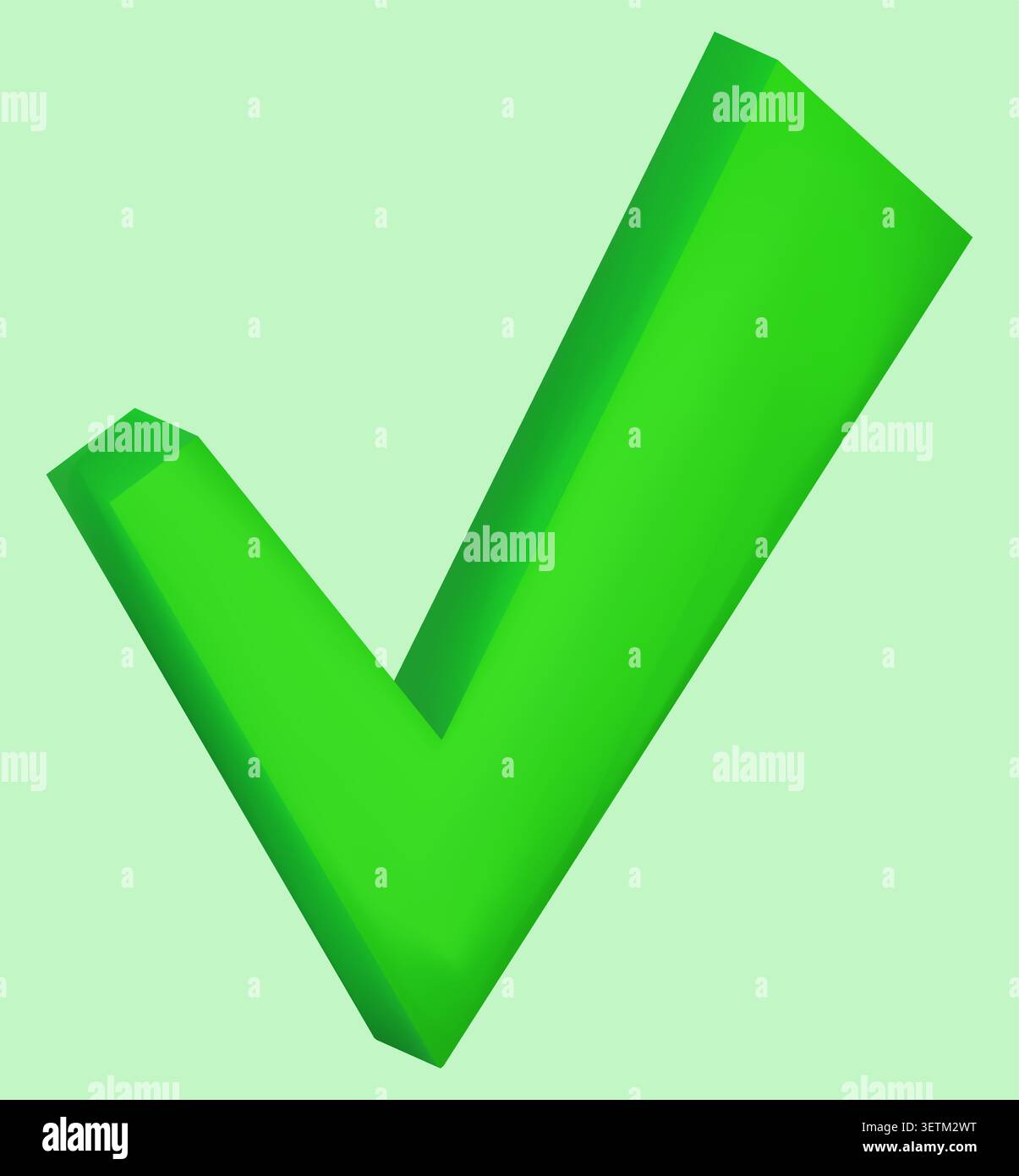 Green three dimensional check mark bold tick symbol. Stock Vector