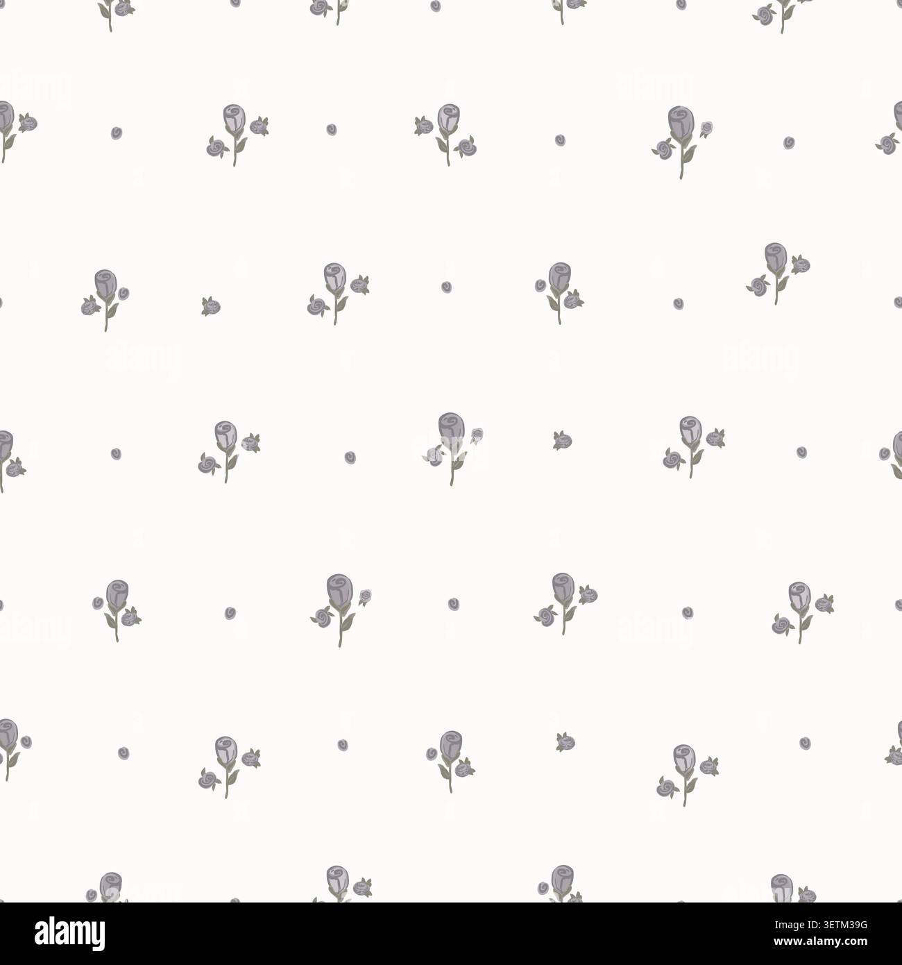 Roses ditsy seamless fabric pattern Stock Vector
