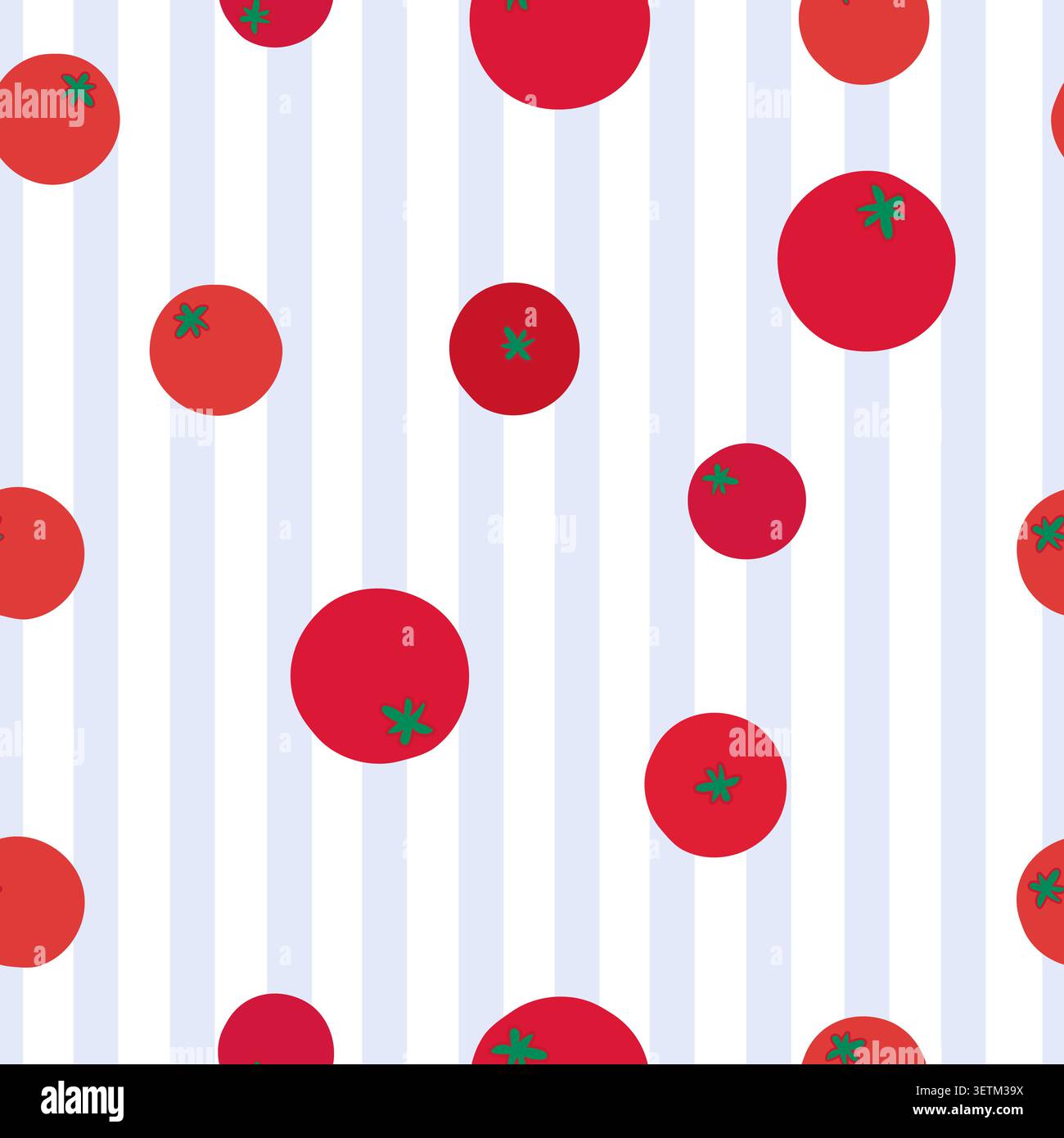 Tomatoes blue stripe pattern. Seamless fabric design pattern Stock Vector