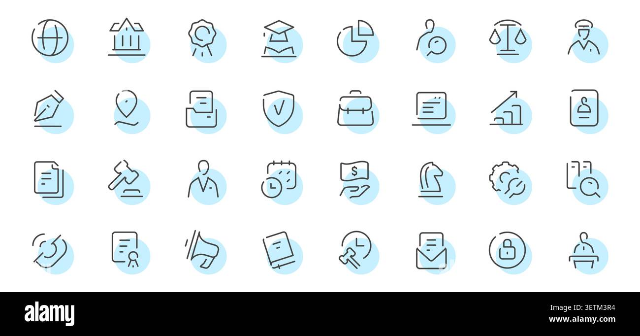Business and corporate line icons set with management, analytics and strategy symbols Stock Vector