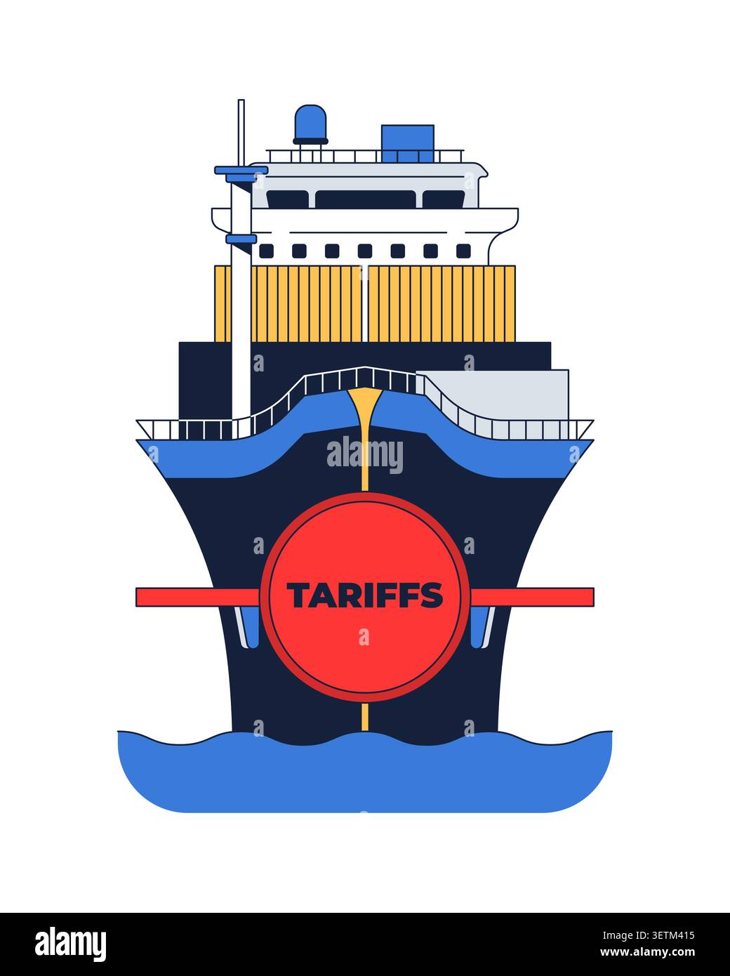 Tariffs on maritime trade 2D illustration concept Stock Vector