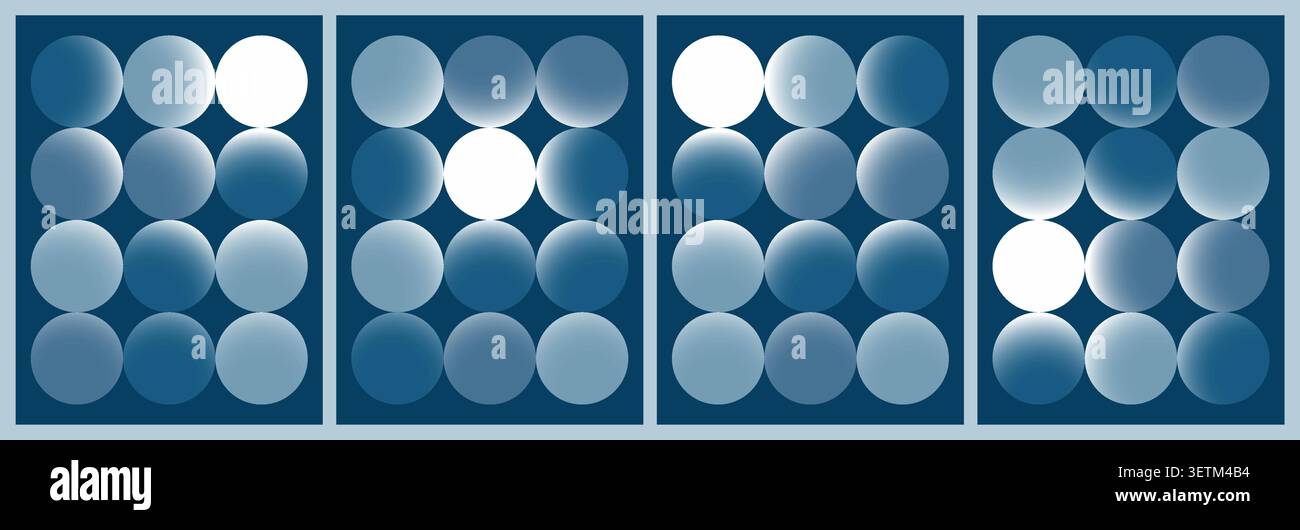 Abstract Poster with Circle Pattern and One Luminous Orb, Smooth Gradient Geometric Composition Stock Vector
