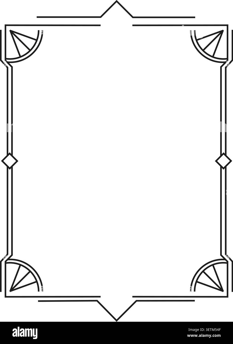 Rectangular ornamental frame line art black on white. Stock Vector