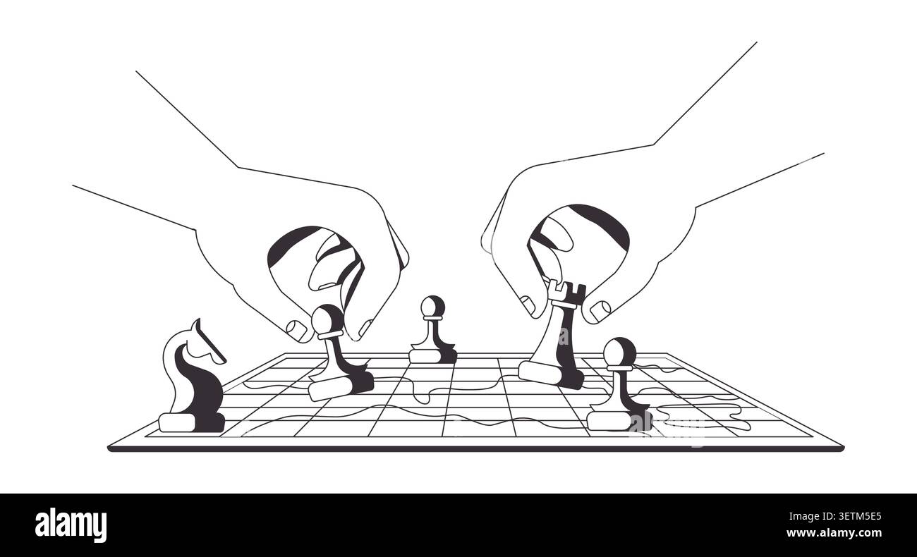 Geopolitical chess line illustration concept Stock Vector