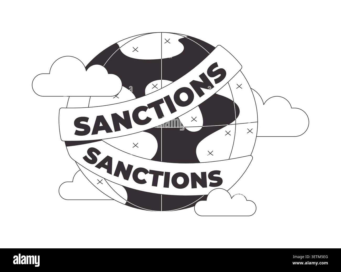 Global sanctions line illustration concept Stock Vector