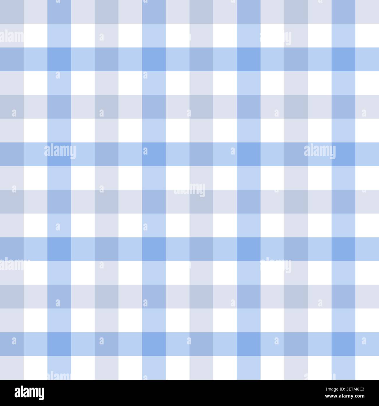 Seamless blue gingham pattern. Classic light blue checkered plaid background for surface and digital designs. Stock Vector
