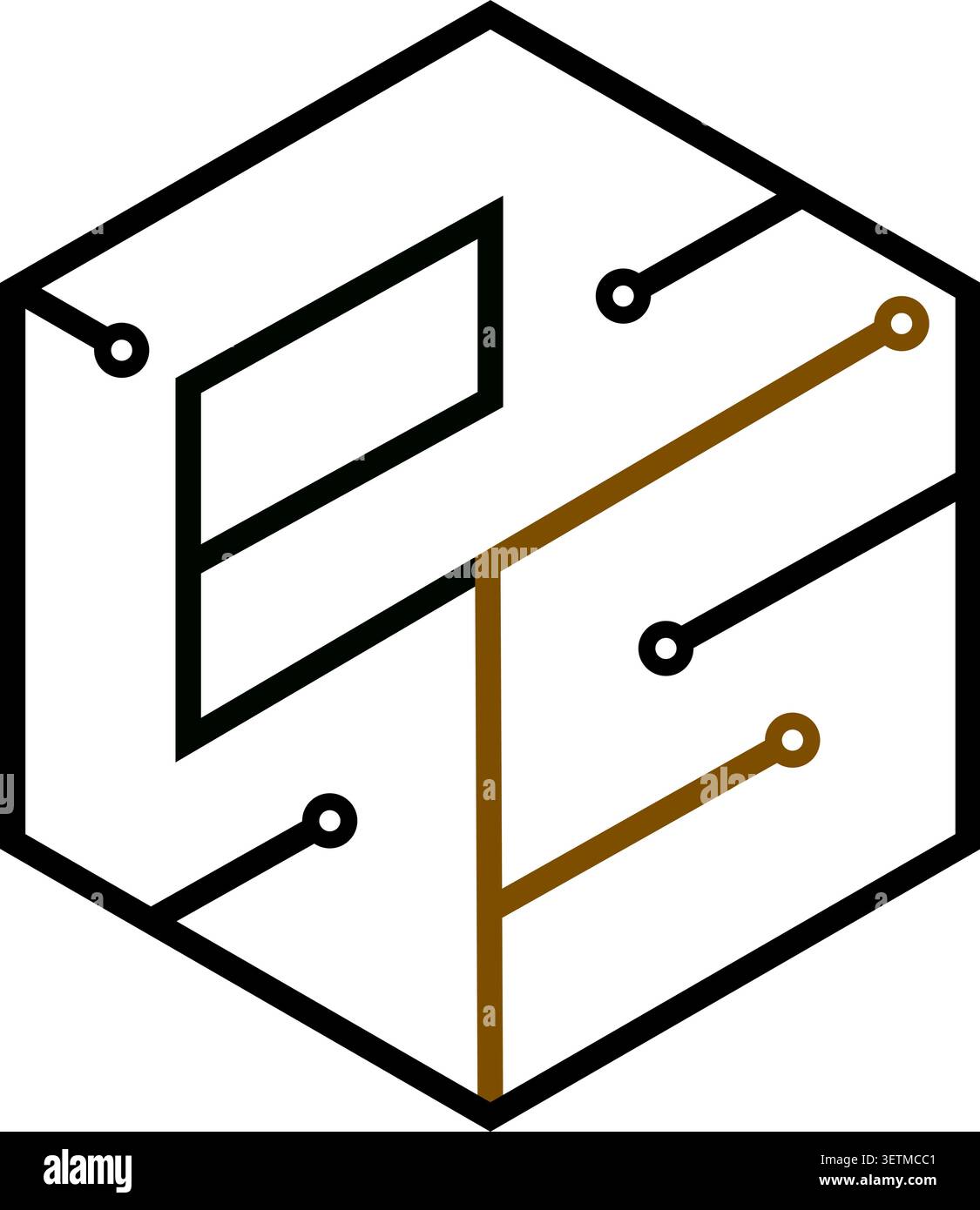 Modern cube logo featuring e and f Stock Vector