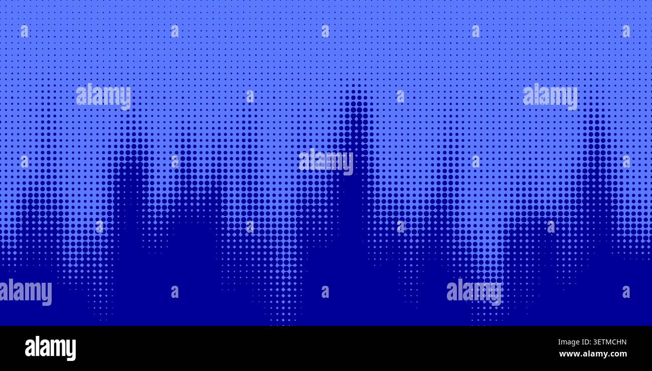 Abstract Blue Gradient Halftone Dot Pattern Background with Modern Dotted Equalizer Wave Texture Backdrop for Tech Digital Design Stock Vector