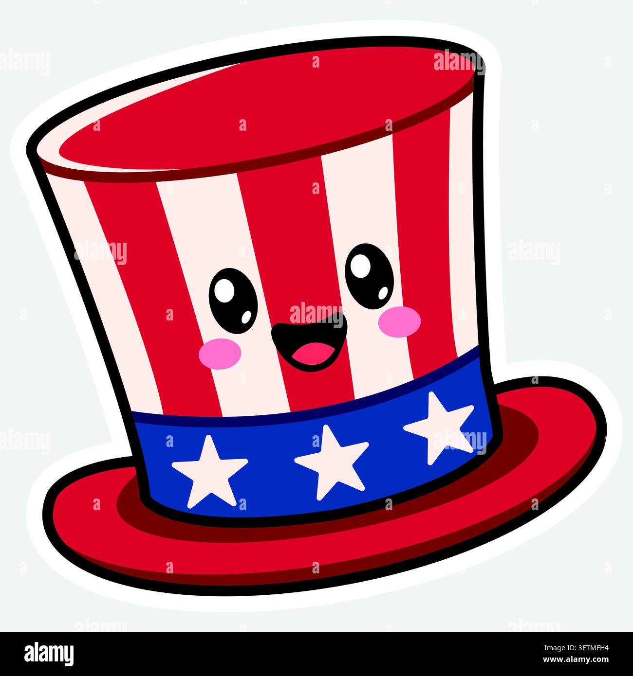 Cute Uncle Sam hat sticker, vector cartoon character Stock Vector
