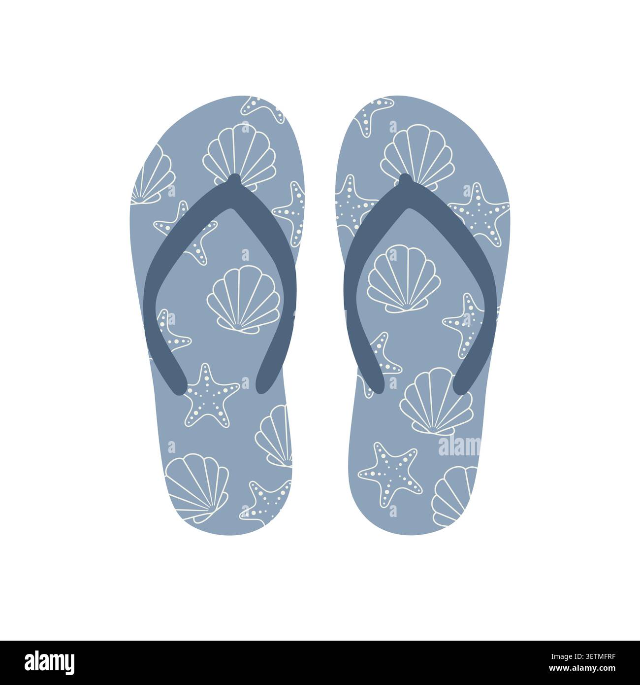 Seashell And Starfish Flipflops Pattern Stock Vector