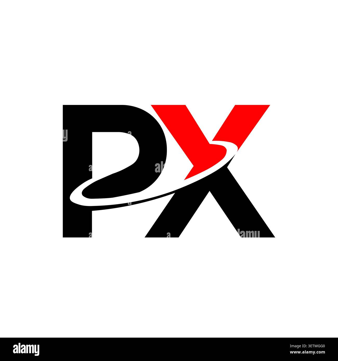 PX monogram logo with orbit swoosh symbol Stock Vector